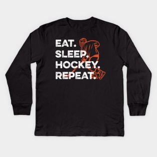 Eat Sleep Hockey Repeat Kids Long Sleeve T-Shirt